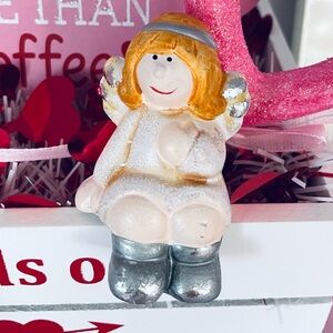 Mini Charming Angel Figurine - White and Silver